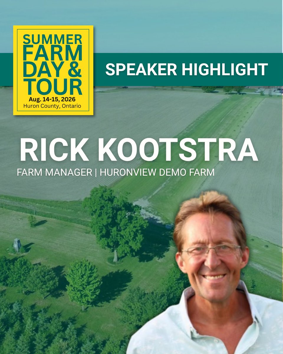 OntarioSoilCrop's tweet photo. Hear from Rick Kootstra, Farm Manager of the Huronview Demonstration Farm!

Rick manages agricultural operations at this 50-acre site led by @HuronSoilCrop, @AusableBayfield
 and the County of Huron.

Rick will share the story behind Huronview Demonstration Farm, including its history, vision and role in advancing agricultural education and innovation.

Register today: https://t.co/CtfWWLa4Ba

#ontariosoilcrop #farmdaytour