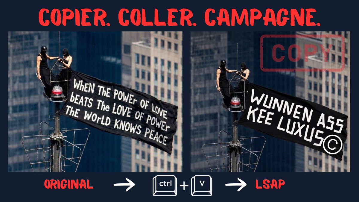 H_Hollerich's tweet photo. Les socialistes en mode « activisme » : ils n’ont même plus besoin de grimper… ils copient-collent directement sur Photoshop.🤣
Un vrai moment d’engagement new-yorkais recyclé pour la crise du logement luxembourgeoise. Respect.
#Satire #LSAP #CopierColler #CriseDuLogement https://t.co/LouOFcj8rg