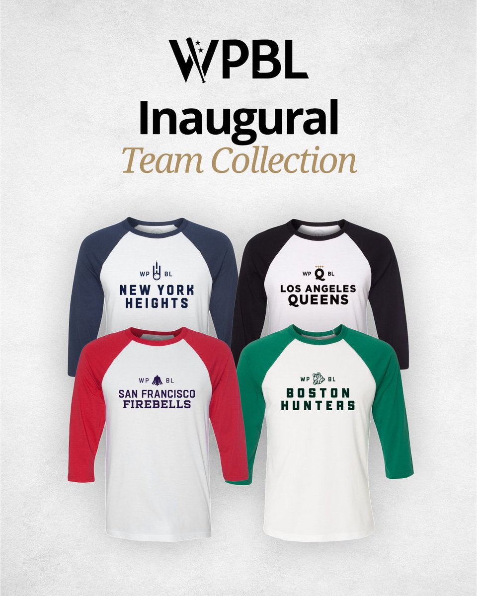 wpbl_official's tweet photo. A historic day deserves a historic collection.

Today we officially introduced the four inaugural WPBL teams - and now you can wear the history you’re helping create.

The inaugural team collections are available now. ⚾️🔥
https://t.co/t2J347929T https://t.co/VjIMaUVhSt