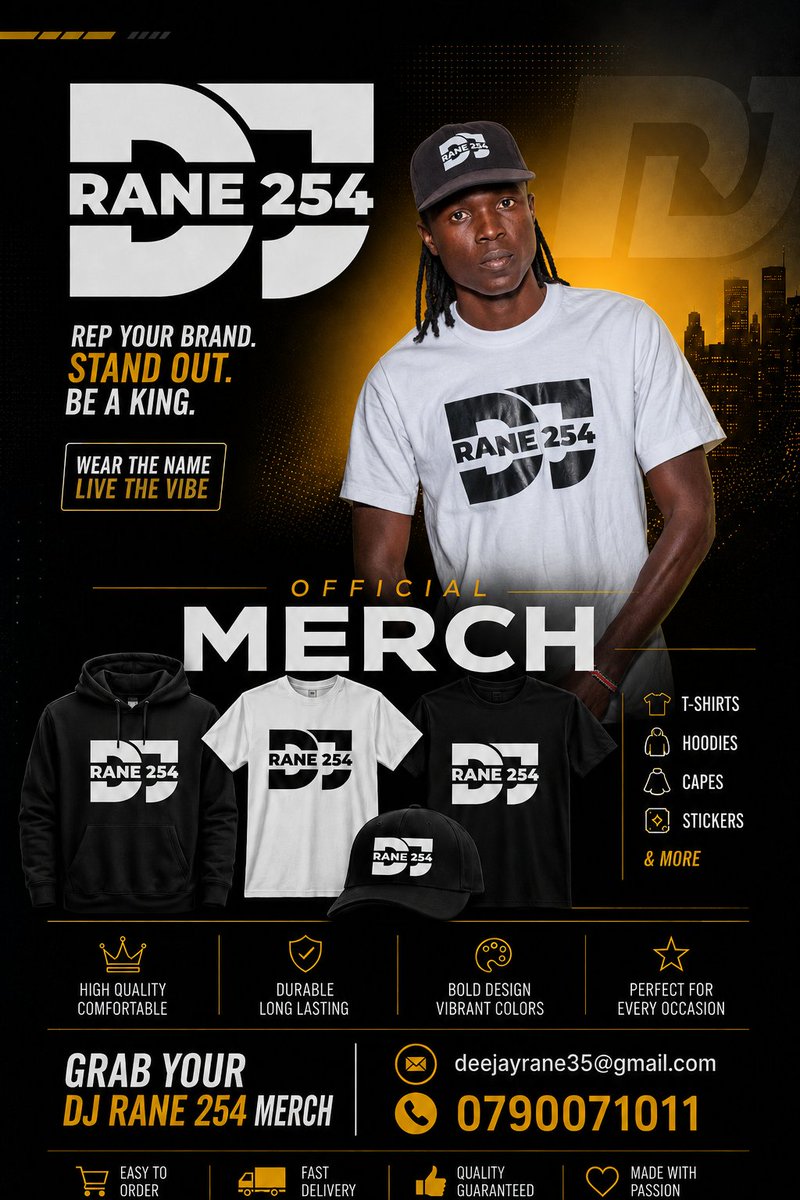 Deejayrane2's tweet photo. 🔥 DON'T JUST FOLLOW THE BRAND—WEAR IT! 🔥
Get your official RANE 254 Merch and show everyone you're part of the movement.
📲 DM or WhatsApp: 0790071011

#RANE254 #WearTheVibe #SupportYourDJ #KenyanDJ #ThePartyDon https://t.co/Qq69dmkjri