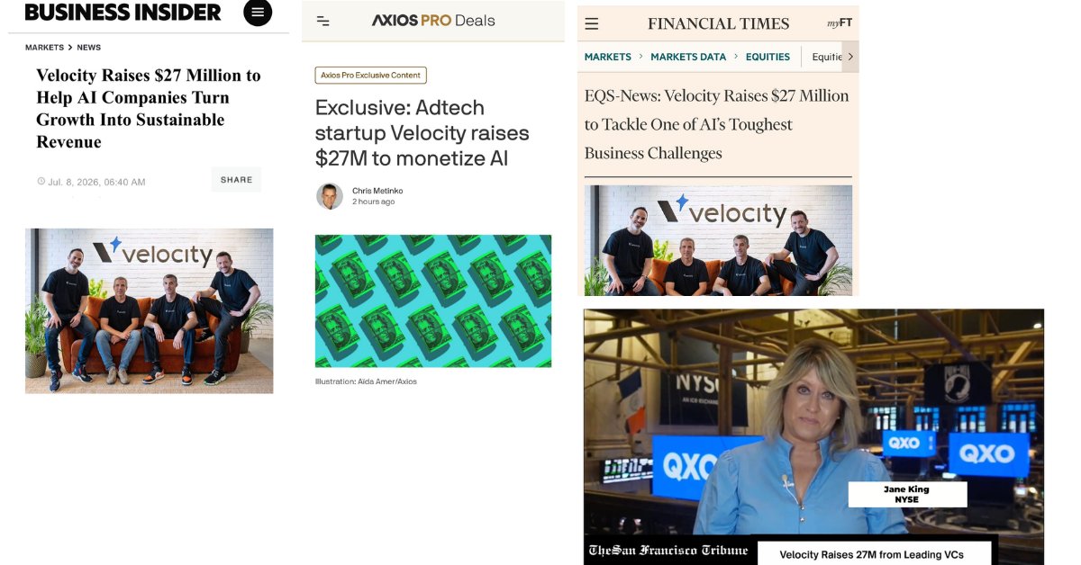 OmriHurwitz's tweet photo. Next level!!!! 

Super excited for the launch of our amazing client, Velocity, led by Tal Shoham, who has raised 27M and is ALL over the news! About 110+ organic articles live already. 

With great investors in NFX, Red Dot Capital Partners, among others! 

Let's go!!! 

CC: Gigi Levy-Weiss, Sarai Bronfeld, Barak Salomon, Yaniv Stern