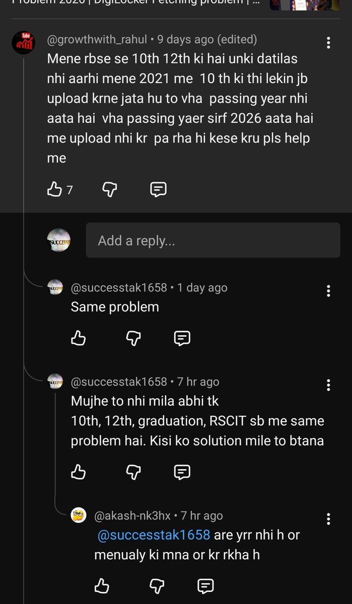 hsinghsingh4's tweet photo. Digilocker pe RBSE ki 2026 ke phle ki 10th, 12th ki koi bhi marksheet show nhi ho rhi hai, aur shekhawati university ki 2022 se phle ki degree show nhi ho rhi hai. Issue solve kre. https://t.co/UoG7DjkFLt