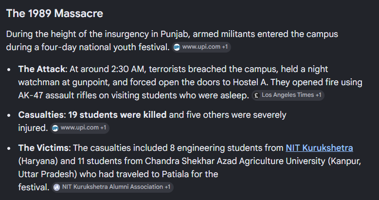 India_Policy's tweet photo. There was no depth to which Khalistani terrorists hadn't plunged!

Killing 19 visiting students in their sleep, in the Thapar Instt of Engg Patiala! https://t.co/hJF8PNlio4