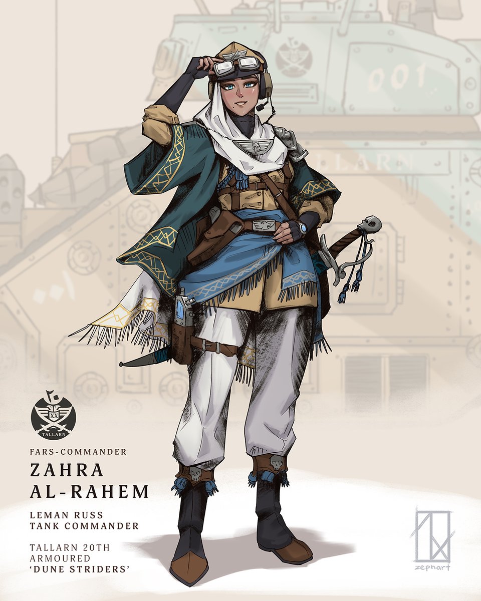 zephart_'s tweet photo. Just reminding everyone I drew a full Tallarn tank crew. #warhammer40k https://t.co/gjEbLZYdDn