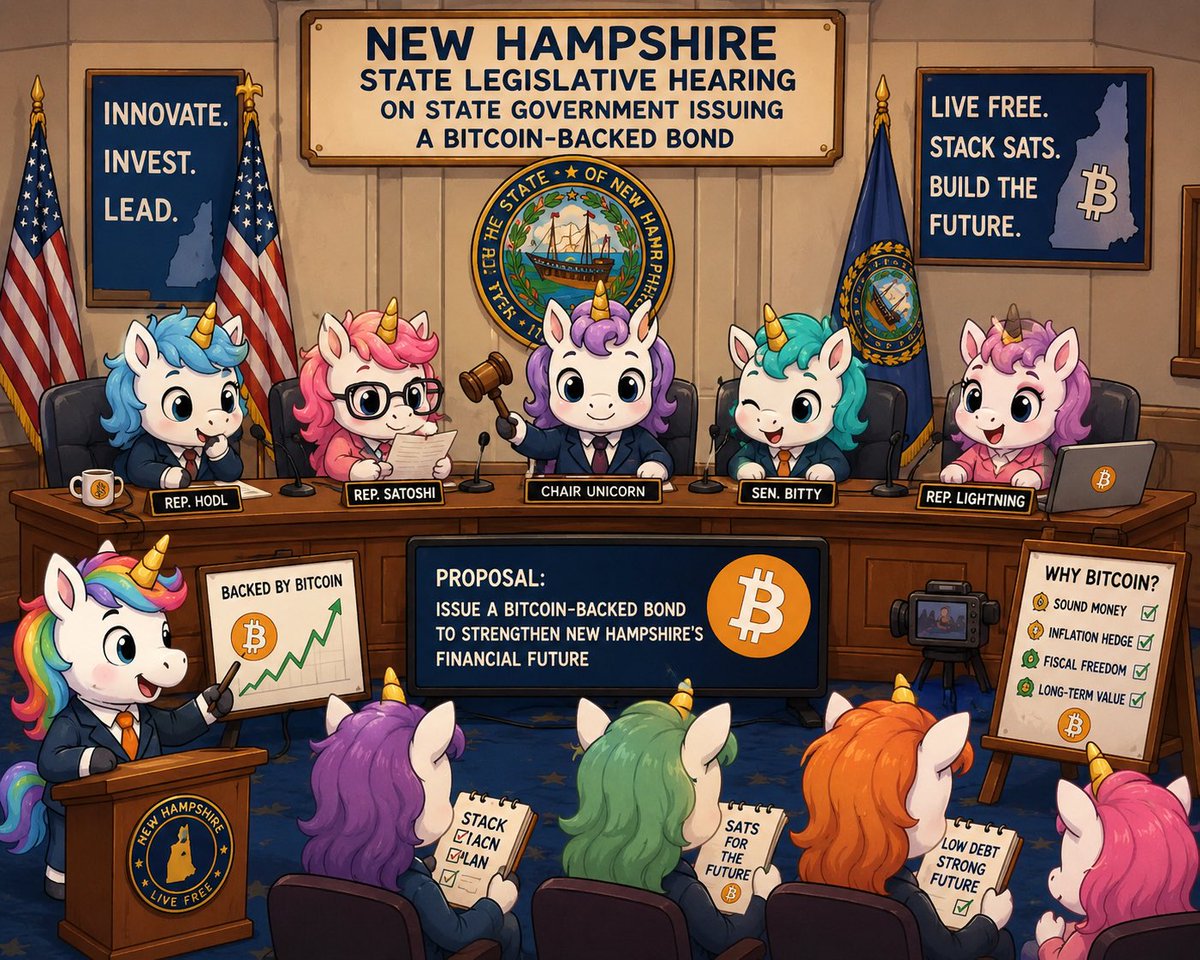 usblockchaincap's tweet photo. π¦ Baby unicorns at the New Hampshire hearing on a Bitcoin-backed state bond. Even they know where the future is headed. π $UFD #UFD #Bitcoin https://t.co/lxhOpKXjMa