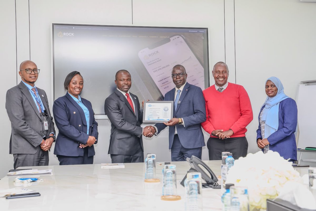KEBS_ke's tweet photo. @KEBS_ke  this morning presented the ISO 9001:2015 Certification to Rock Investment Bank.

The certificate was presented by Eng. Zachariah Lukorito, Director Standards Development and Trade, and officially received by Managing Director, Dr. Belgrad Kenne, alongside Associate Director, Eliud Njoroge.

This milestone reflects the commitment of the Bank to quality management, continual improvement, and customer satisfaction. By adopting internationally recognized standards, Rock Investment Bank is strengthening its operational excellence and enhancing its competitiveness in the global marketplace.

Congratulations, Rock Investment Bank team, on this remarkable achievement. May this certification serve as a foundation for continued innovation, sustainable growth, and excellence, while inspiring other organizations to embrace standards as a driver of long-term success.

#KEBS #QualityMatters #ISO90012015 ^NJ