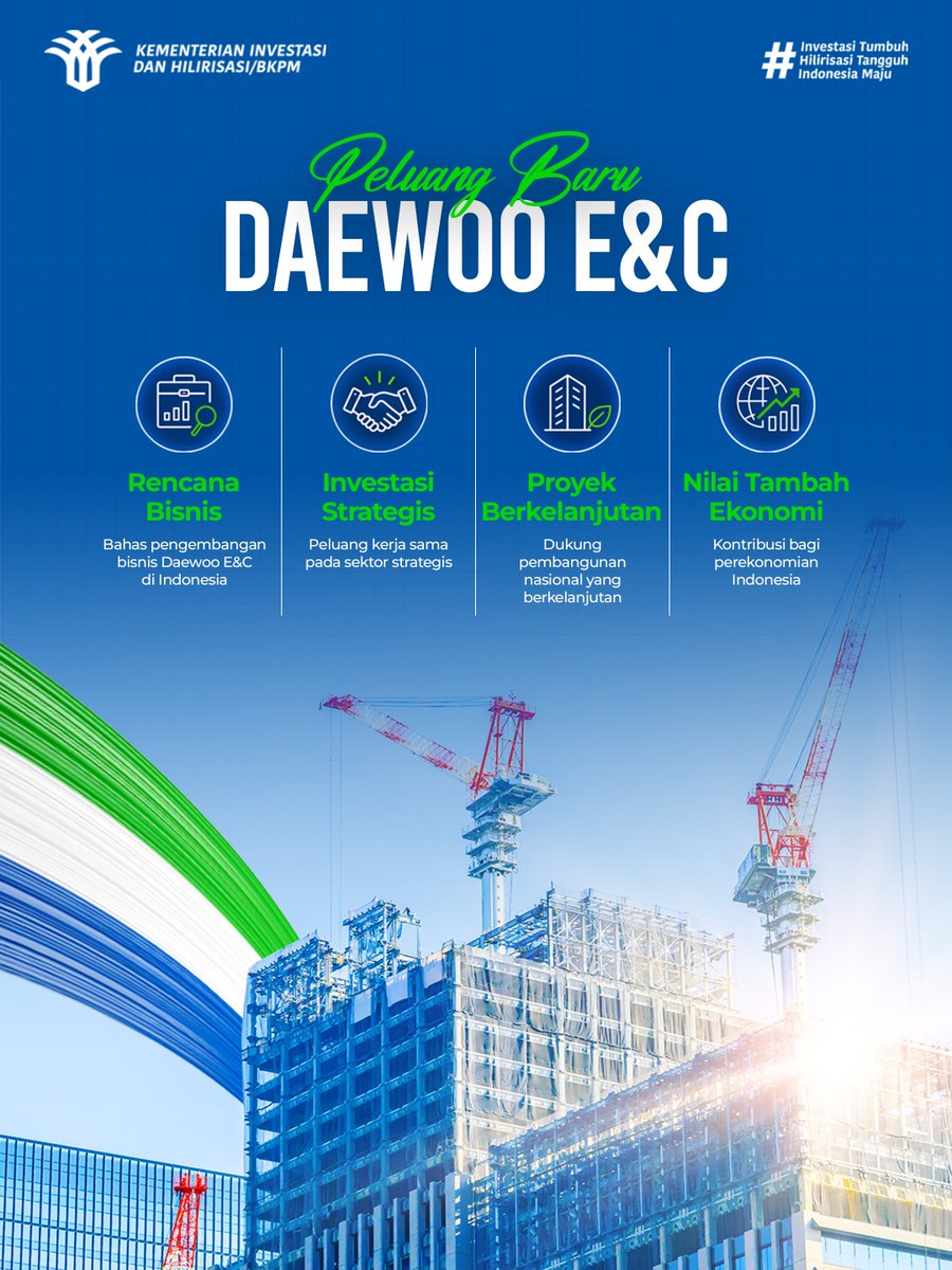 bkpm's tweet photo. Vice Minister Todotua met with Daewoo E&amp;C Chairman Jung Wonju. The meeting discussed the company's business plans in Indonesia and investment cooperation opportunities (8/7). https://t.co/US8wF6zIKK