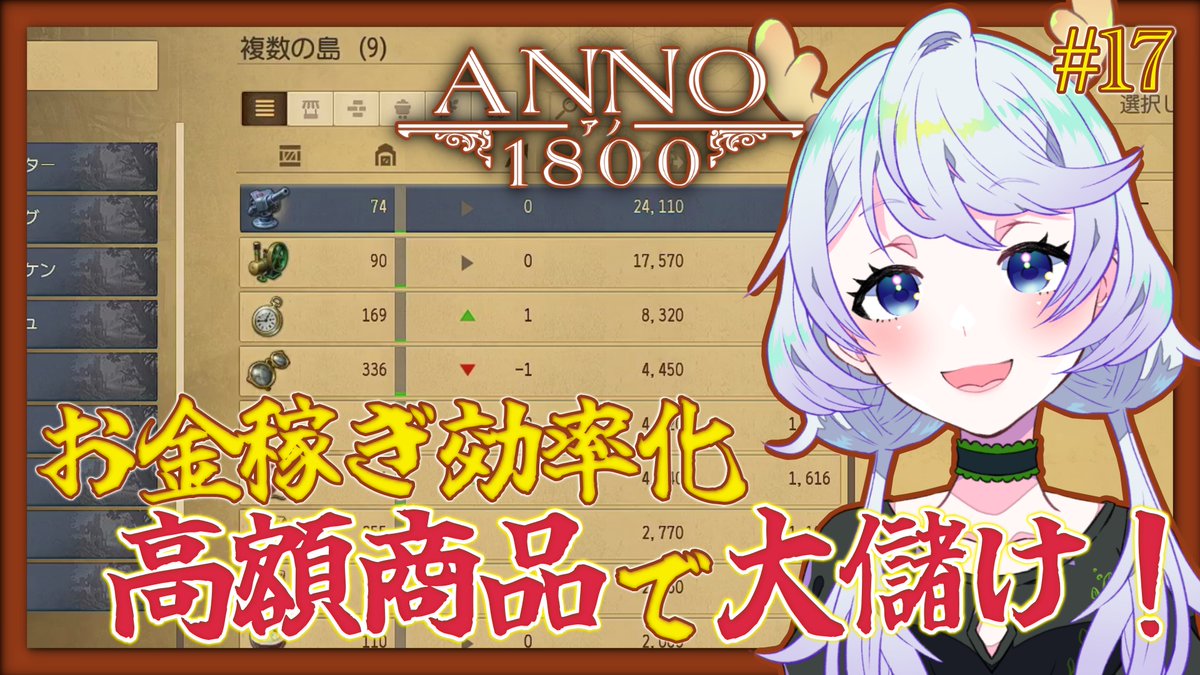 project107ch's tweet photo. 【ANNO1800】#17 高額商品で大儲け！お金稼ぎ効率化計画【鹿伊とな】
https://t.co/KdxNWTLWVZ https://t.co/Ov2XzzFCRU