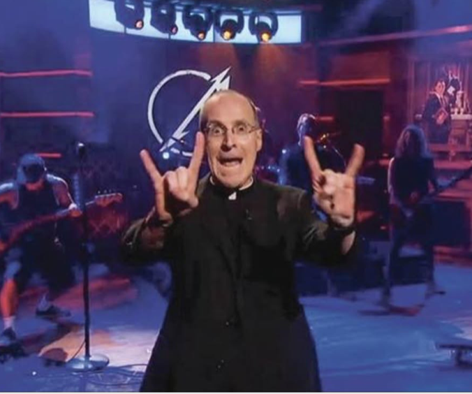 ProtecttheFaith's tweet photo. In full communion, priest in good standing, administering 'valid' sacraments, consultor to the Vatican

Militant LGBT activist Fr. James Martin SJ

(Fr. James Martin, SJ, did this on The Colbert Report on September 24, 2013)