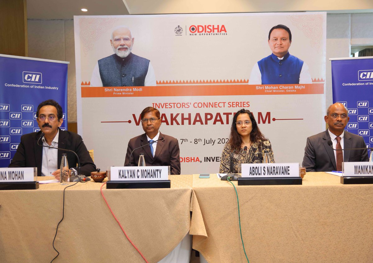 InvestInOdisha's tweet photo. Day 2 of the Odisha Investors' Connect series in Visakhapatnam, led by Smt. Aboli Sunil Naravane, MD, IPICOL, concluded with a Corporate Round Table, bringing together business leaders to explore investment opportunities &amp; Odisha's enabling industrial ecosystem.
#InvestInOdisha https://t.co/4BiKeNQ7Vw