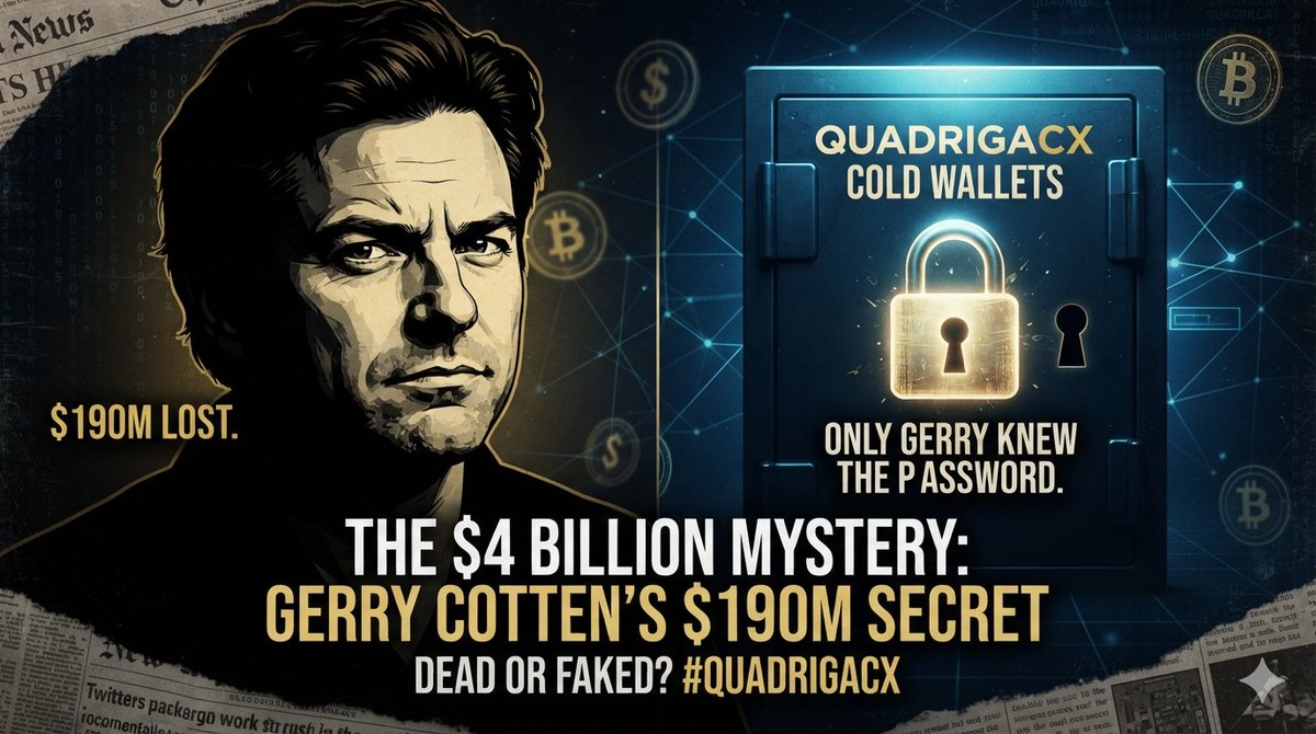 Web3Gadaffi's tweet photo. Do You Know? 

The founder of a $4B crypto exchange died in 2018, taking the only password to $190,000,000 in customer funds to his grave.

6 years later, investors still believe he faked his death.

The wild story of QuadrigaCX: 🧵👇

The Setup

• Gerry Cotten ran Canada's largest crypto exchange.

• He moved all user funds into offline "cold wallets".

• Only he had the master password and encryption keys.

The Twist

• In December 2018, Cotten died suddenly in India.

•The cause: complications from Crohn’s disease.

• He passed away just days after signing a new will.

The Chaos

• 76,000 investors instantly lost access to $190M.

• Experts hacked the laptops but found the wallets empty.

• Cotten had spent years losing user money on other exchanges.

The Conspiracy

• No one saw the body before the closed-coffin funeral.

• His name was misspelled on the death certificate.

• Investors officially demanded his body be exhaled.

Is he hiding with the millions, or did the secret die with him?

What do you think? 👇

#Crypto #QuadrigaCX #TrueCrime #Bitcoin #CryptoUpdate