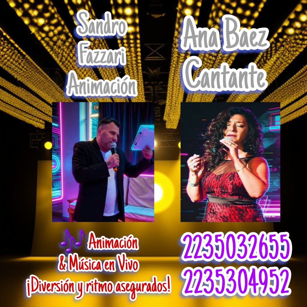 SandroFazzari's tweet photo. Ya Estamos a Punto Fiesta ....
Contrataciones Solo para
Los que Buscan Algo Más ... Para Su Evento.. 
Ana Baez y Sandro Fazzari.  
2235032655 y 2235304952.. https://t.co/qemBhjLYEX