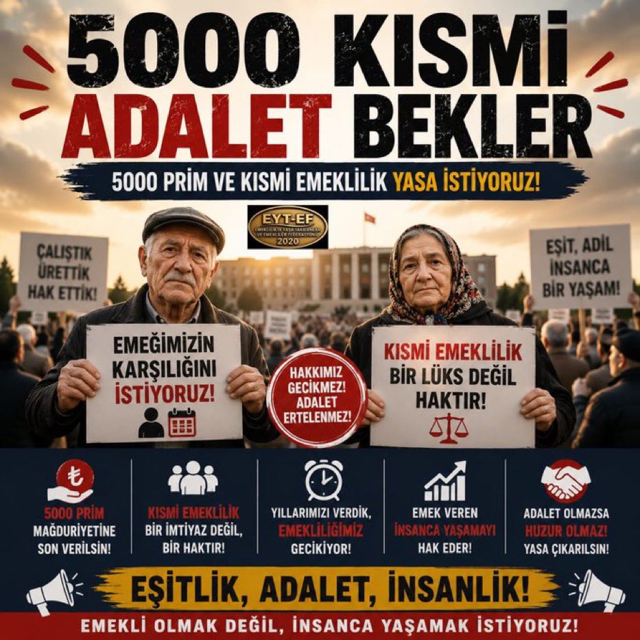 tuncay17yenice1's tweet photo. Sayın @gamzetascier 

Hakları Verilmeyen  5000 Prim Günü Ve Kısmi Emeklilik Bekleyenlerin Mağduriyetleri Devam Ediyor

Geciken Adalet ,Adalet Değildir
 
#5000KısmiAdaletBekler 
#EmekliMaaşlarınaAdalet https://t.co/qUKQDCZEPt
