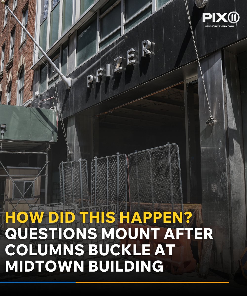 PIX11News's tweet photo. After columns buckled and floors caved in at a high-rise under construction in Manhattan, the question now is, how did this happen? What we know and what's still under investigation: https://t.co/nLyPsjgdDC https://t.co/RrqsPesKV5
