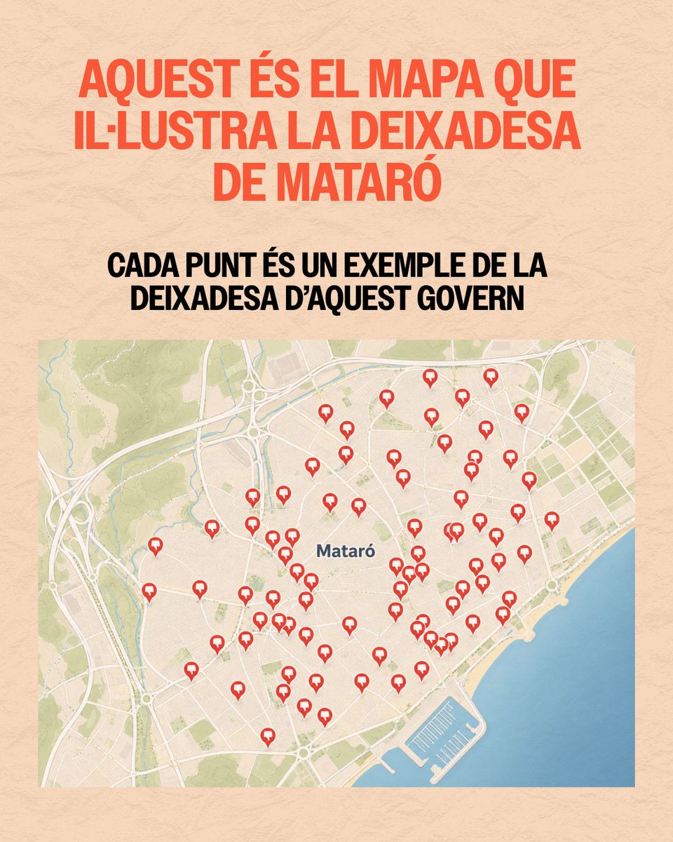 ercmataro's tweet photo. Mataró està deixada, hem recollit més de 100 punts de la ciutat amb problemes de manteniment 📍

Cada punt és una demanda clara al Govern Municipal, cuideu Mataró

Si veus un espai deixat, envia’ho al 📲 661 38 05 95

Volem una ciutat per viure-hi

#MataróDeixada #SOM0830X https://t.co/H7KMWf4cTi