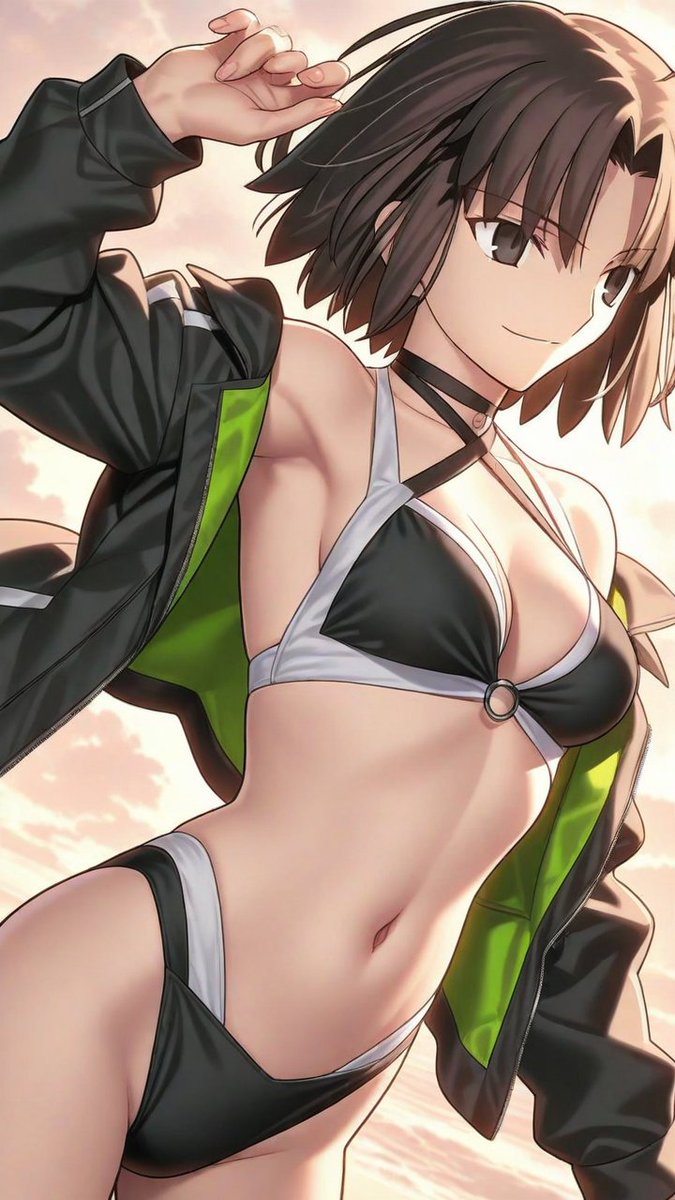 LANLAN177858's tweet photo. Fate/GrandOrder / 両儀式 水着
(Ryougi Shiki)
 #AIイラスト #FGO #空の境界 https://t.co/LcmtiZXx0a