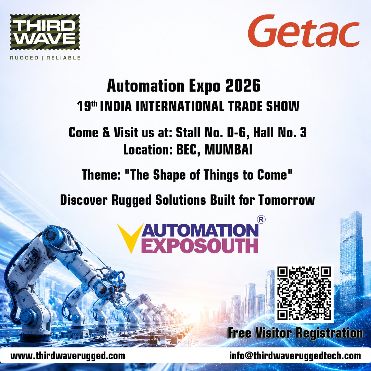ThirdwaveRugged's tweet photo. Join us to explore the latest rugged #laptops, #tablets, #handhelds, and #mobility solutions designed to support modern industrial operations and accelerate digital transformation.
📍 Hall No: 3, Stall No: D-6
📅 22–25 July 2026
📌 Bombay Exhibition Centre, Mumbai https://t.co/jtOo8PtyVT