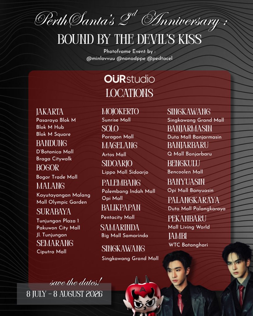 safeplacesaa's tweet photo. You can see more details about the frame and locations on creator's page!
Strike your best pose with our frame, Little Devils! Also, don't forget to tag us and use the hashtag :
#PSBound2DevilsKiss
#PerthSanta #เพิร์ธแซนต้า
#PerthTanapon #Santapp https://t.co/Hca8RnlCr0