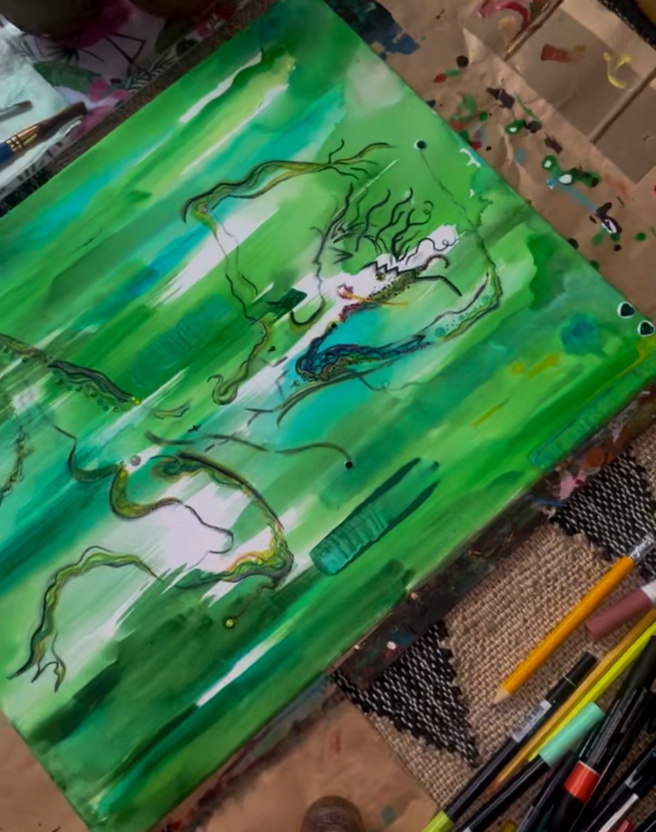 madisonarffa's tweet photo. sneak peek of my friend dujons upcoming showing. dujon paints the part of the soul that survives humiliation and quietly becomes a garden. the flowers are not decorative; they are evidence that something suffered, kept reaching, and decided beauty was still its right. obsessed https://t.co/o4TlPoqFTD