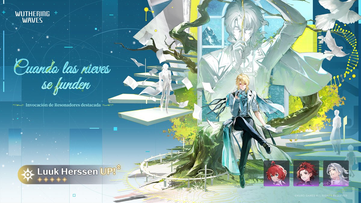 WW_ES_Official's tweet photo. [Versión 3.5 Invocación de Resonadores/armas destacada - Fase I]

Las Invocaciones de Resonadores destacadas [Voces de plumaje añilado], [Cuando las nieves se funden] y [Espectro indefinido], junto con las Invocaciones de armas destacadas [Juramento añil], [Espinazo de luz cenital] y [Bláster espectral], estarán disponibles pronto.
✦Duración del evento: Desde el lanzamiento de la versión 3.5 - 30/07/2026 09:59 (hora del servidor)
✦Para más información, visita: https://t.co/8mt4Ojhio0

#WutheringWaves #WutheringWavesES