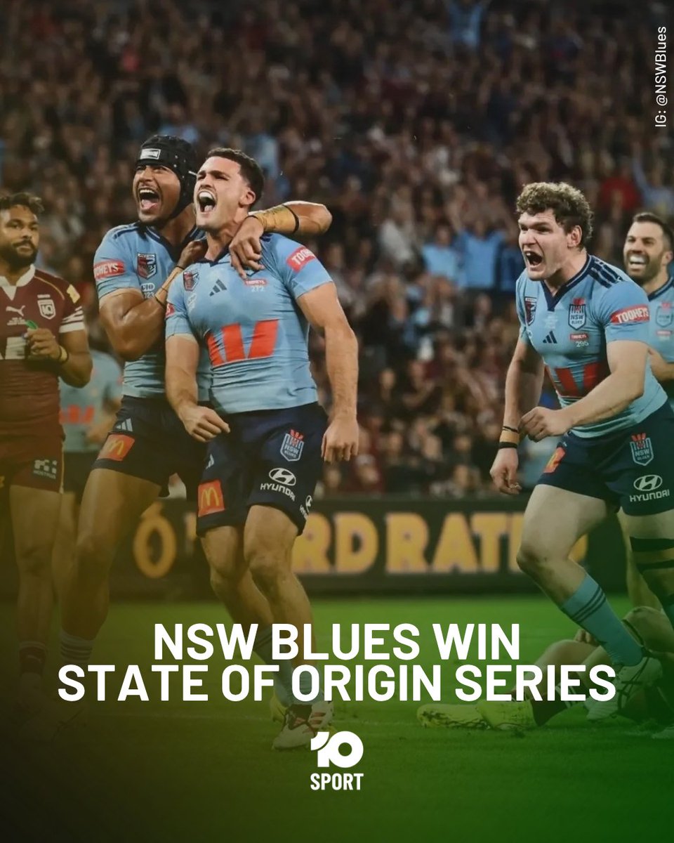 10SportAU's tweet photo. UP YOU BLUESSS!!!

The NSW Blues have beaten the QLD Maroons 30-12, winning the 2026 State of Origin series at Suncorp Stadium in Brisbane. https://t.co/5juTeoCxCo