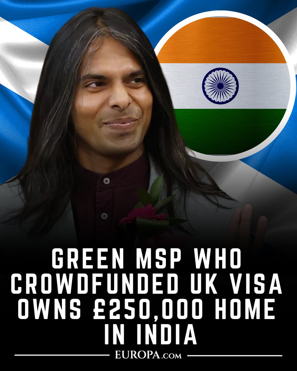 europa's tweet photo. 🇬🇧 Scottish Green MSP Q Manivannan owns a house worth around £250,000 in India, despite previously crowdfunding thousands of pounds to cover UK visa costs.

Manivannan launched a fundraising appeal, saying he could not afford the visa and describing financial hardship.

Property records later showed ownership of a £250,000 home in Tamil Nadu, while parliamentary records list the property as generating rental income.

Follow: @europa