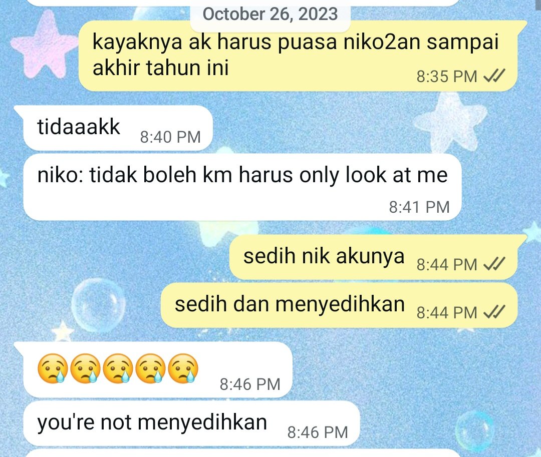 airfori's tweet photo. baru kemarin mau bilang aku sdg sedih ke niko perasaannya sama kea pas oktober 2023 (spesifik) https://t.co/SgRWKGmpP7