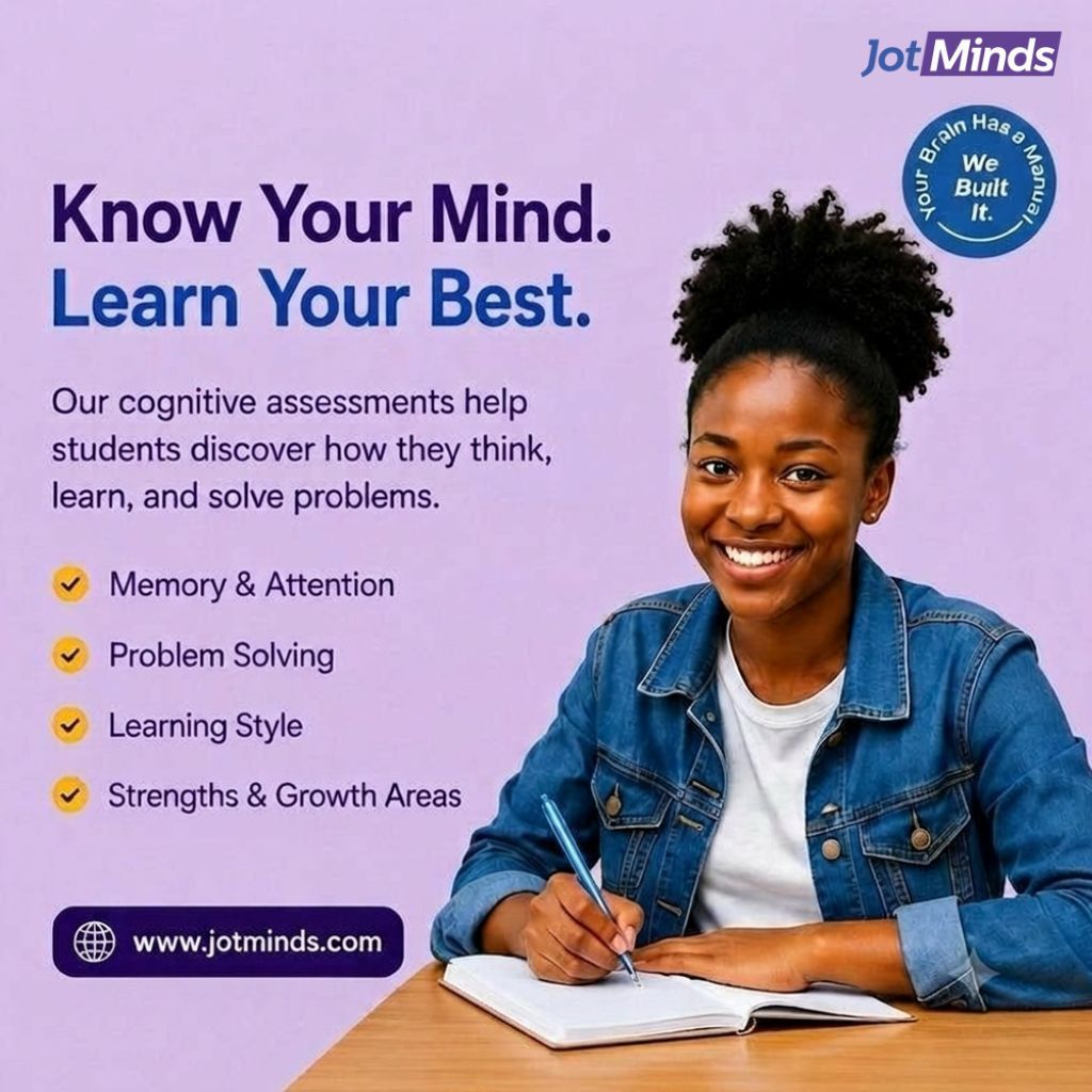JotMinds's tweet photo. Grades measure what you know but @JotMinds shows you HOW you know it.
Take a free assessment today; https://t.co/TCzixiOgMH

Your Brain Has A Manual, We Built It!
#JotMinds #CognitiveAssessment #Ghana https://t.co/hTDvr9N1J9