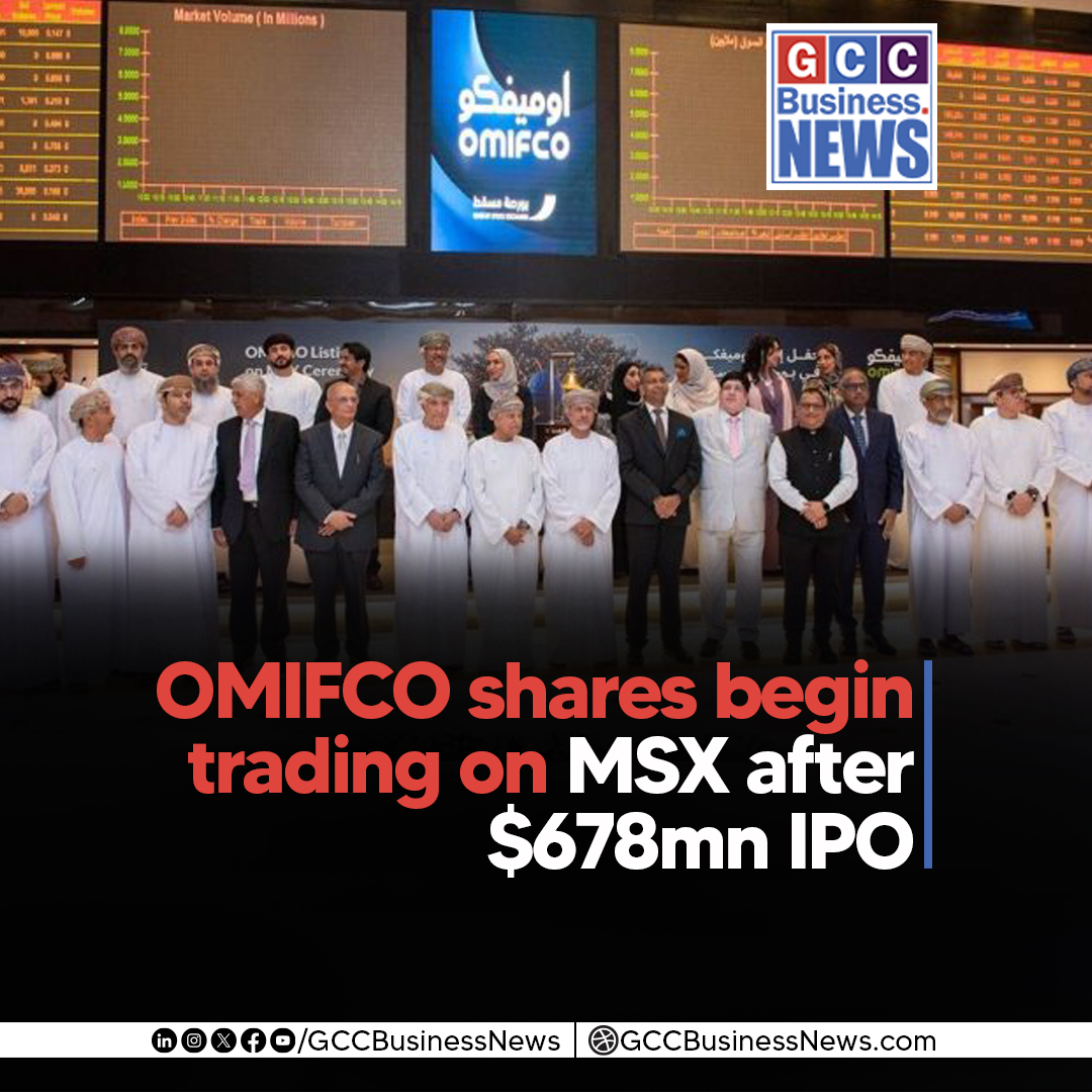GCCBusinessNews's tweet photo. OMIFCO begins trading on the Muscat Stock Exchange after a $678 million IPO, with the offering 18 times oversubscribed.
https://t.co/MLUXaIKaB7
#OMIFCO #MuscatStockExchange #IPO #StockMarket #OQGroup #OmanEconomy #Fertilizer #CapitalMarkets #GCCBusinessNews @OMIFCO @MSX_Oman https://t.co/ZBDPI3FOJR