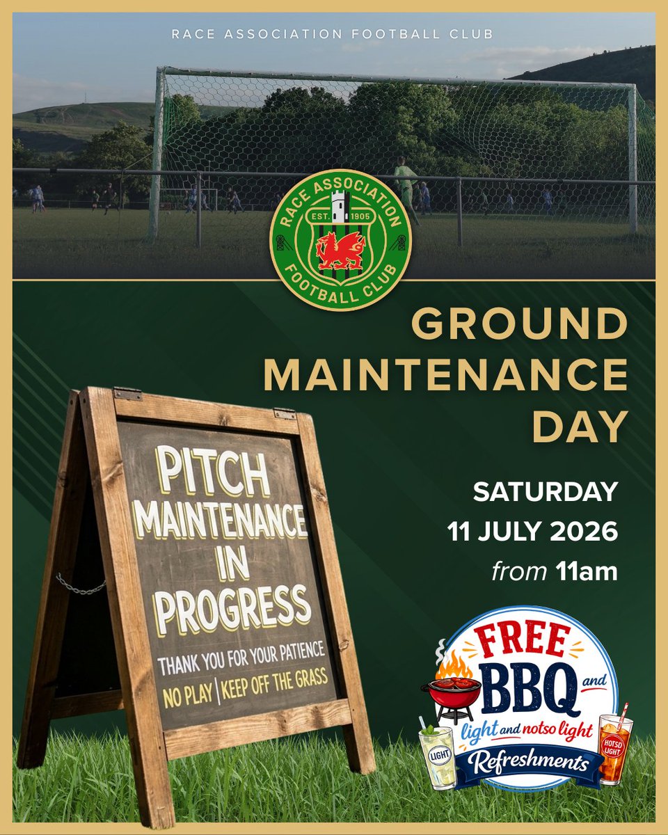 RaceAFC's tweet photo. The clubs traditionional ground maintenance day is this Saturday, 11 July ahead of our first pre-season fixture the following Saturday. https://t.co/hlHTRzclhJ