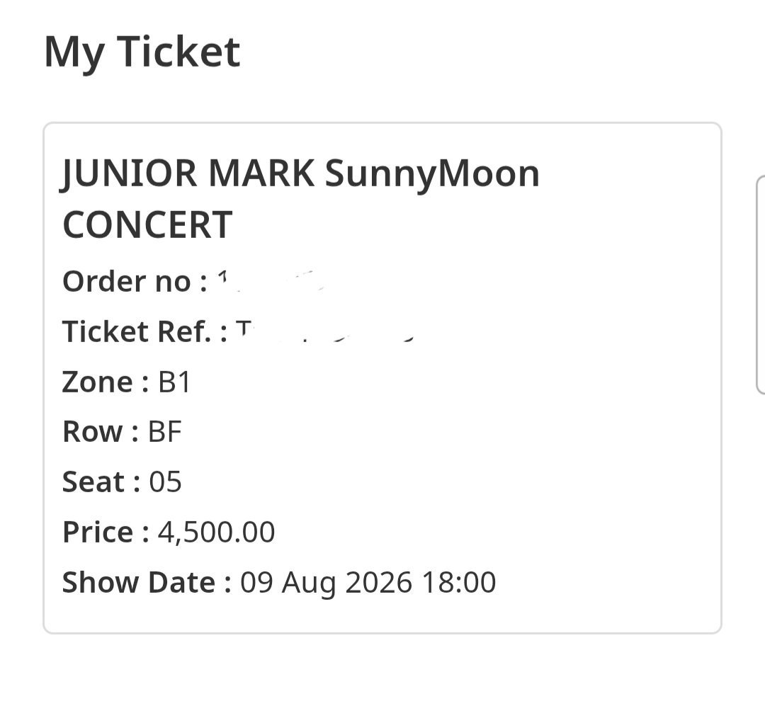 Monica7291's tweet photo. #wts JUNIOR MARK SunnyMoon CONCERT  IN BANGOK 
 🗓️ 7_8-9 AUGUST 2026
📍 BITEC LIVE
🎫 SECURED SLOTS 🎫
✅Zone A2
✅Zone B4 
Interfans ok!!
Dm✉️
 #JuniorMarkConcert
#GMMTV https://t.co/1ZeebbpcLb