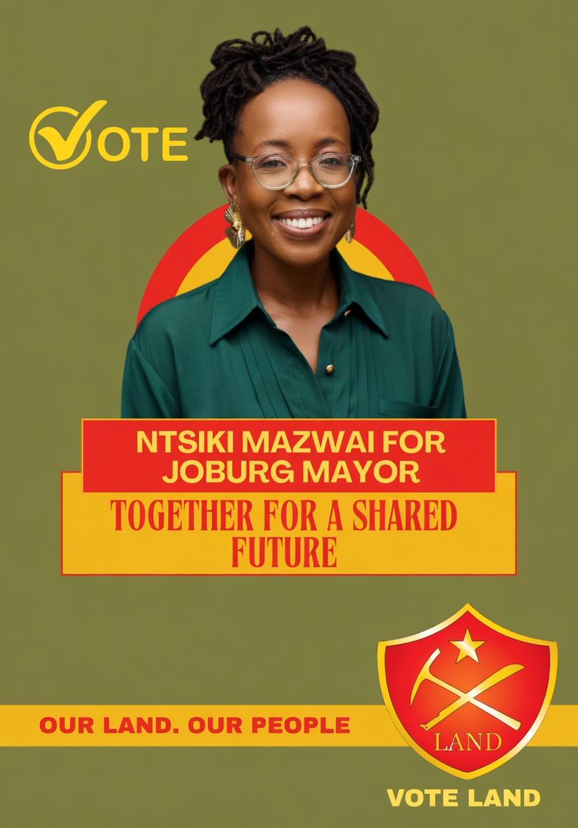 gndzongana's tweet photo. MEDIA ANNOUNCEMENT

The @LandPartySA unveils Comrade Nontsikelelo "Ntsiki" Mazwai, the Mayor of Ama2K, as its Mayoral Candidate for the City of Johannesburg. https://t.co/iPI4tJMHcH