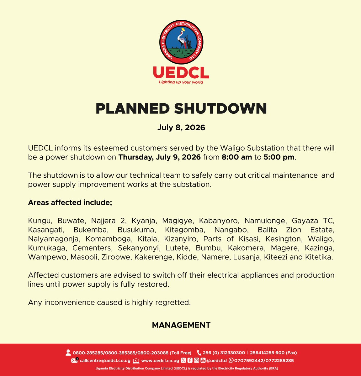 Uganda Electricity Distribution Company Ltd tweet media