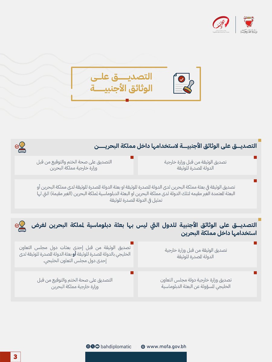 BahrainEmbTH's tweet photo. ⁨الخدمات القنصلية | التصديق على الوثائق الرسمية

تعرف على الإجراءات اللازمة والمستندات المطلوبة للتصديق على الوثائق الرسمية 

#امناكم_الله⁩ https://t.co/LRrDqTMQdC