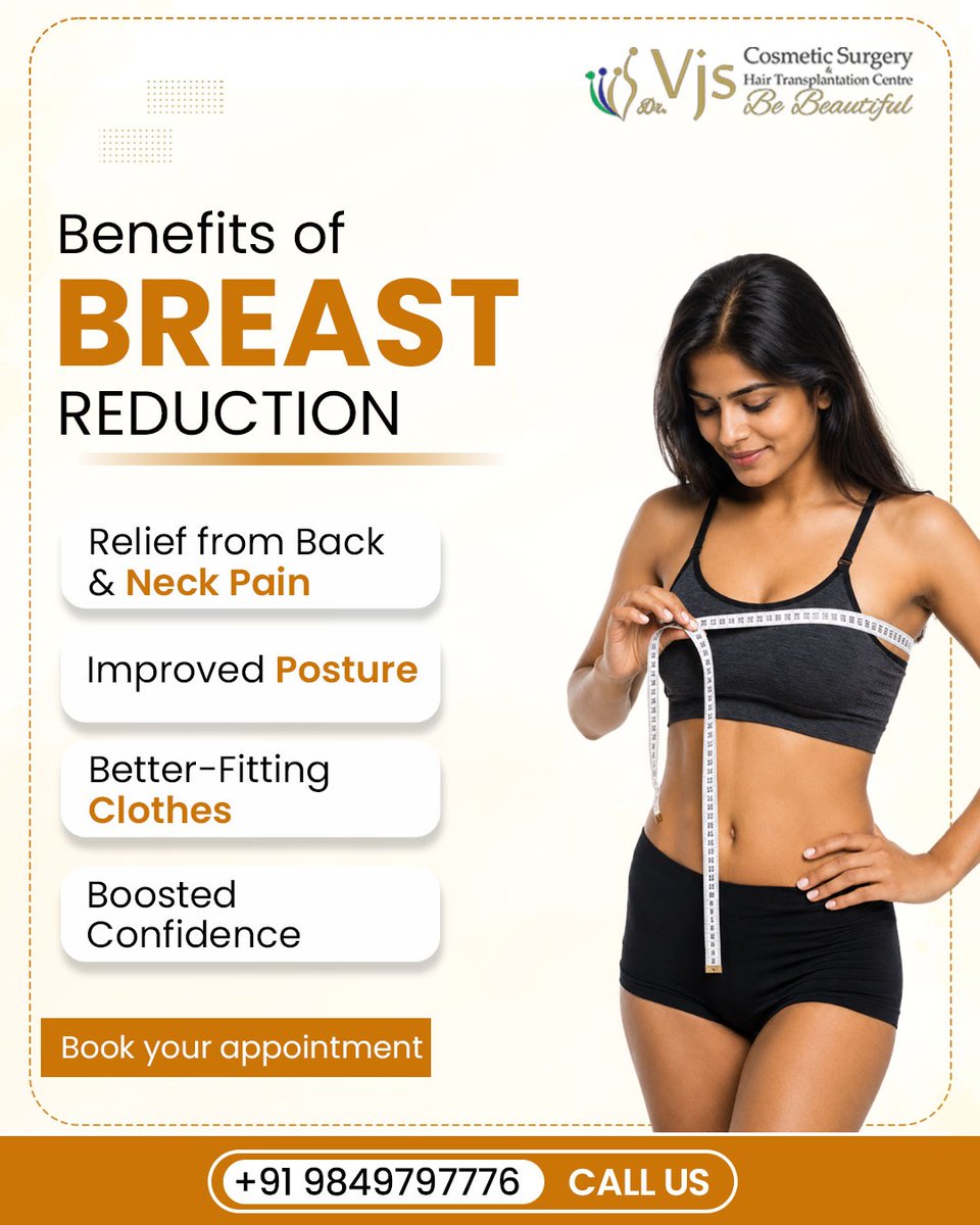 VJsclinic's tweet photo. Back pain. Poor posture. Everyday discomfort.

For many women, Breast Reduction Surgery offers relief, improved comfort, and renewed confidence.

Book your consultation with VJ's Clinics, Vizag today.

#BreastReduction #VJClinics #CosmeticSurgery #PlasticSurgeon #Vizag https://t.co/hQgMGOc1fI