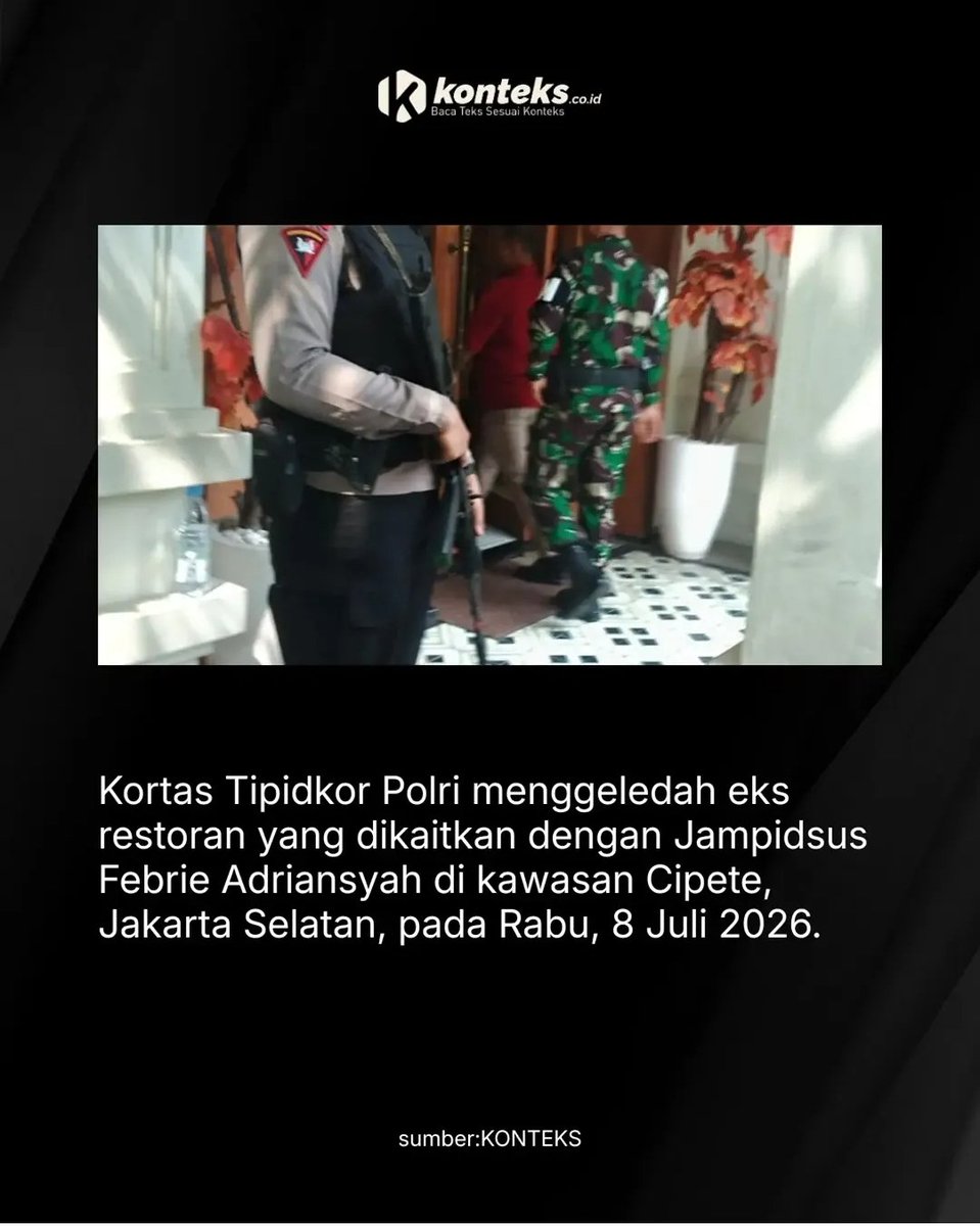 Jelli_cent's tweet photo. Ga ngurus dah.
Mau cicak lawan buaya
Mau biawak lawan Komodo 

Biarin aja
Yg penting yg terbukti maling harus dibekuk!!

Lagian Jampidsus ini udh lama dilaporkan krn kasus korupsi tp tidak pernah disentuh..

Harusnya sekarang kena dong!
Ada brankas rahasia pula..
Jaksanya aja kek gini, berharap penegakan hukum baik2 saja? 😒

Kortas Tipikor Polri bersama Polda Metro Jaya menggeledah Kafe de’Clan dan Point Money Changer di Jakarta Selatan, Rabu (8/7/2026). Kabid Humas Polda Metro Jaya Kombes Pol. Budi Hermanto menyebut penggeledahan ini terkait penyidikan dugaan korupsi, suap, gratifikasi, hingga TPPU.