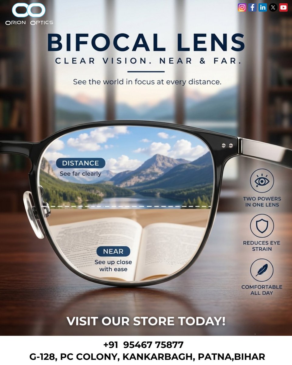 orion_optics's tweet photo. See every moment with crystal-clear vision—near or far! 👓
Experience the comfort of Bifocal Lenses today. ✨

Visit Us @orionoptics
For more info - +91 95467 75877
orion16optics@gmail.com

#orionoptics #bifocallens #clearvision #eyecare #opticalstore #prescriptionglasses #optics https://t.co/1YC5eTj7tJ