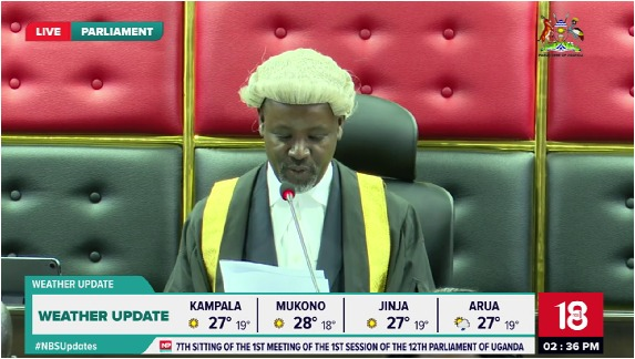 nbstv's tweet photo. Rt. Hon. @Thomas_Tayebwa: If you are absent from 15 sittings of Parliament without the Speaker’s written permission, you risk losing your seat. 

#NBSParliamentLive #PlenaryUg #NBSUpdates https://t.co/ZRhQpkoUi5