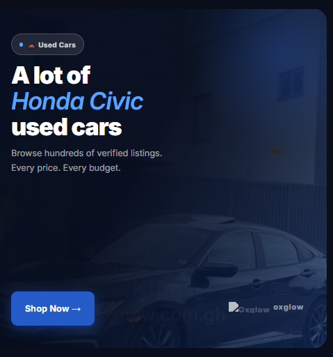 oxglow's tweet photo. Drive the legend. Discover quality Honda Civic models from trusted sellers across Ghana, only on Oxglow. 

Tap the link in our bio and find the perfect ride for every journey.

#Ghana #Oxglow #HondaCivic https://t.co/hfGhrbO01K