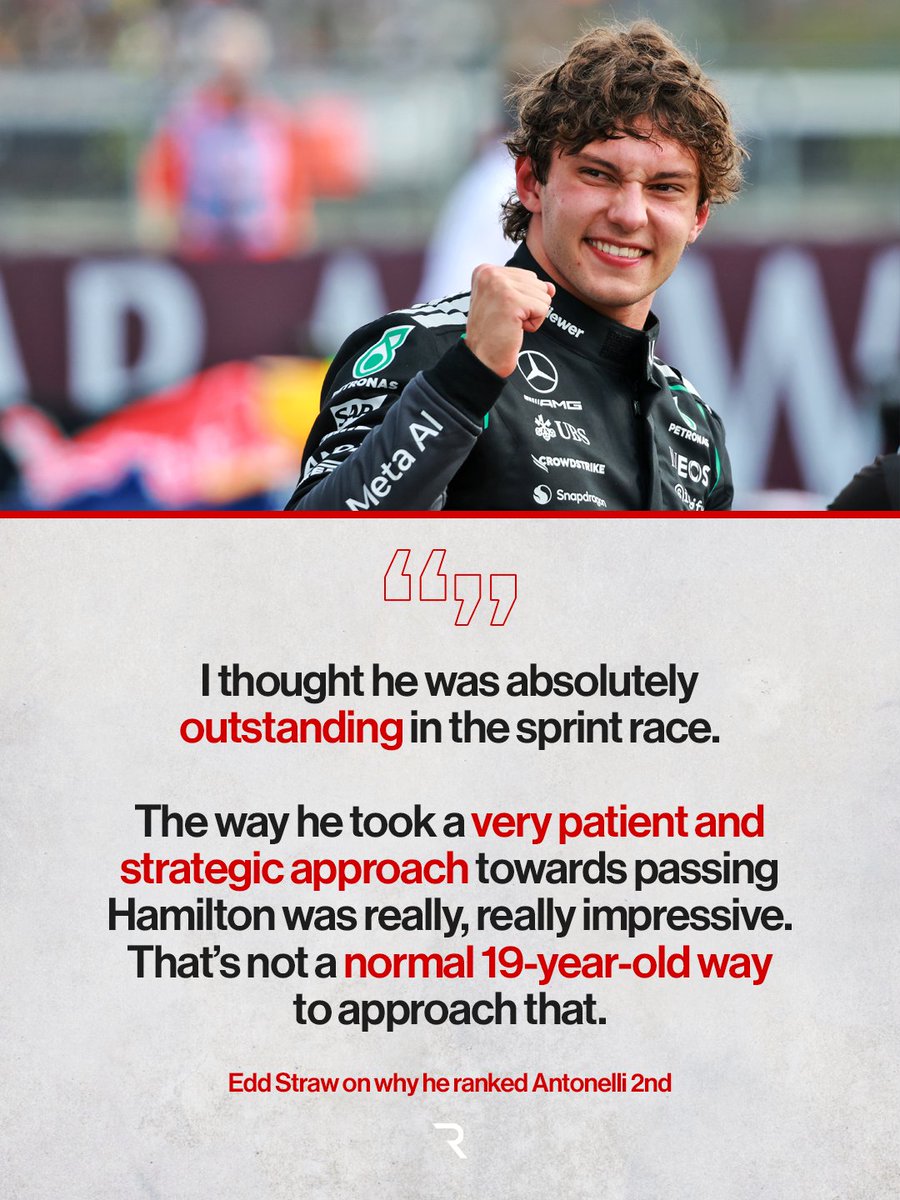 wearetherace's tweet photo. Edd answers The Race Members' Club's questions about his British GP driver rankings 💪

Find out why he put Lando Norris in the top spot and why he called Antonelli's sprint race "outstanding": https://t.co/kahENWkPYw
