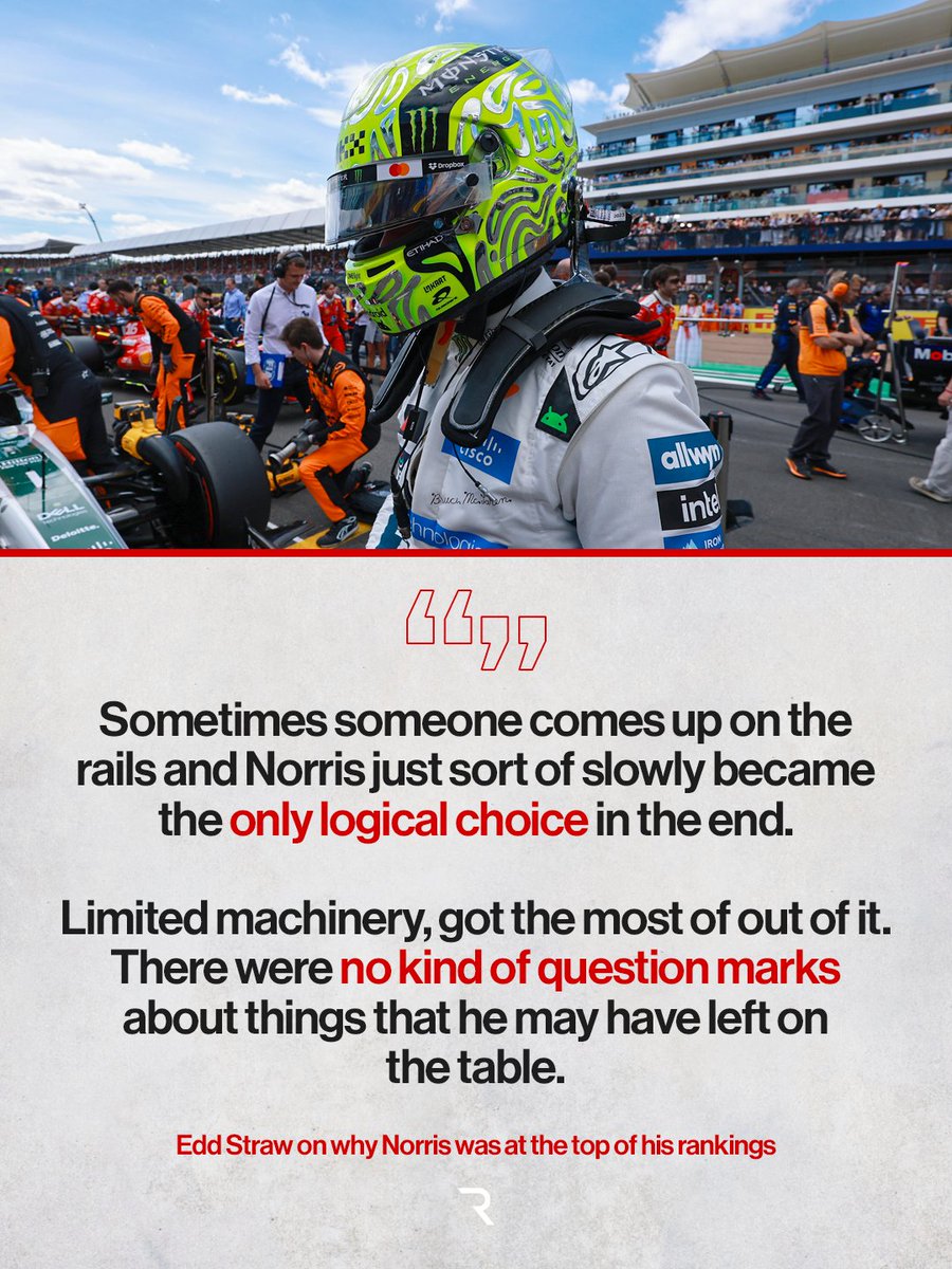 wearetherace's tweet photo. Edd answers The Race Members' Club's questions about his British GP driver rankings 💪

Find out why he put Lando Norris in the top spot and why he called Antonelli's sprint race "outstanding": https://t.co/kahENWkPYw