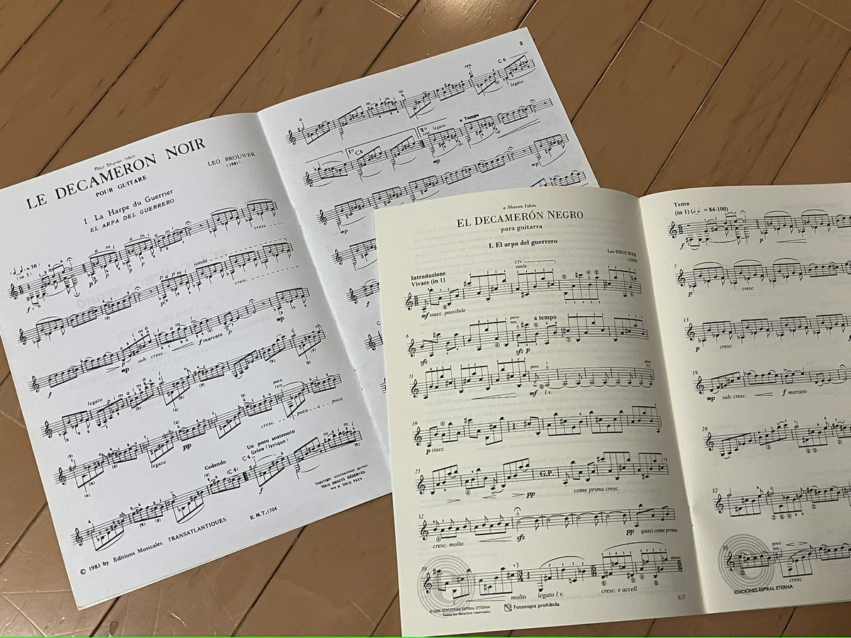 hamulabo's tweet photo. ブローウェルの黒いデカメロンの2008年ETERNA版（出版は2021年）をゲット。前奏がついただけでなく、譜面の景色もだいぶ変わったな。ちゃんと練習するかな？ 福田せんせにこの版を録音してほしいな、、、 https://t.co/Bd0MzwRC7w
