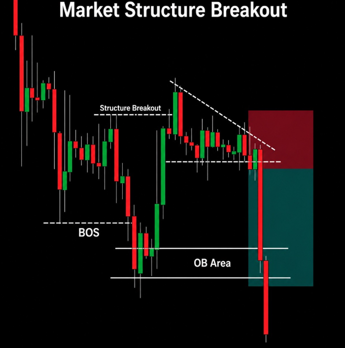 MhagamaFau31375's tweet photo. 🚨 MARKET STRUCTURE BREAKOUT CONFIRMED 

✅ STRUCTURE BREAKOUT – Price has cleared key levels, signaling a potential shift in momentum.

✅ BOS (BREAK OF STRUCTURE) – Confirmed break of prior highs/lows, validating the new directional bias.

✅ OB AREA (ORDER BLOCK) – Watch for price retests into the order block; this zone often acts as strong support/resistance before the next leg.

✍️Stay sharp, manage risk, and let the structure guide your trades.