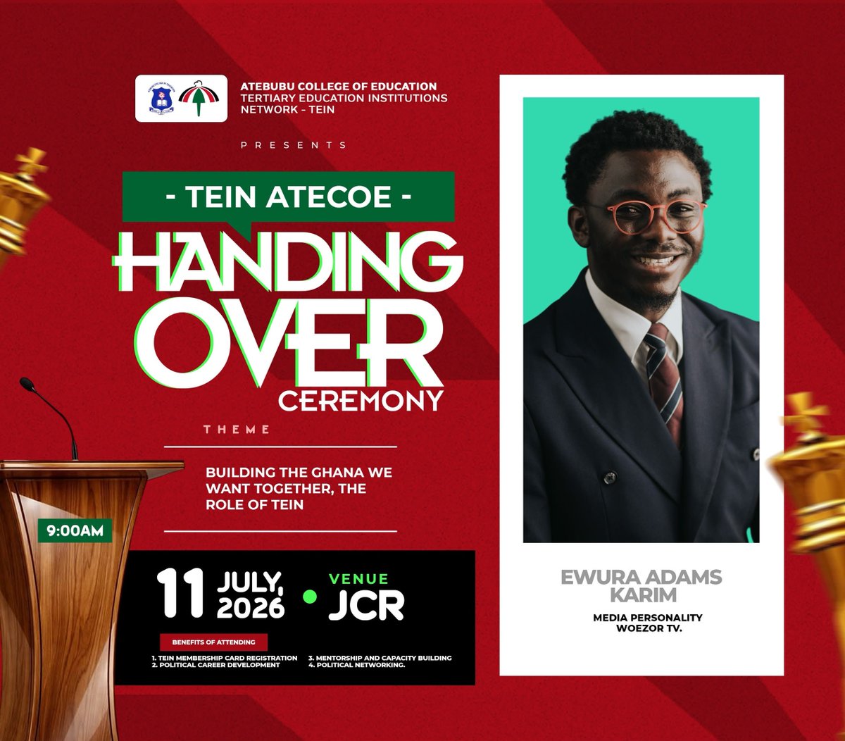 sasabonsamsnr's tweet photo. Join the Incoming Deputy National Communications Officer Of The NDC Ewura Adams Karim at the TEIzn Atecoe handing over ceremony on the 11th of July at the JCR. https://t.co/AJpl8xtBYD