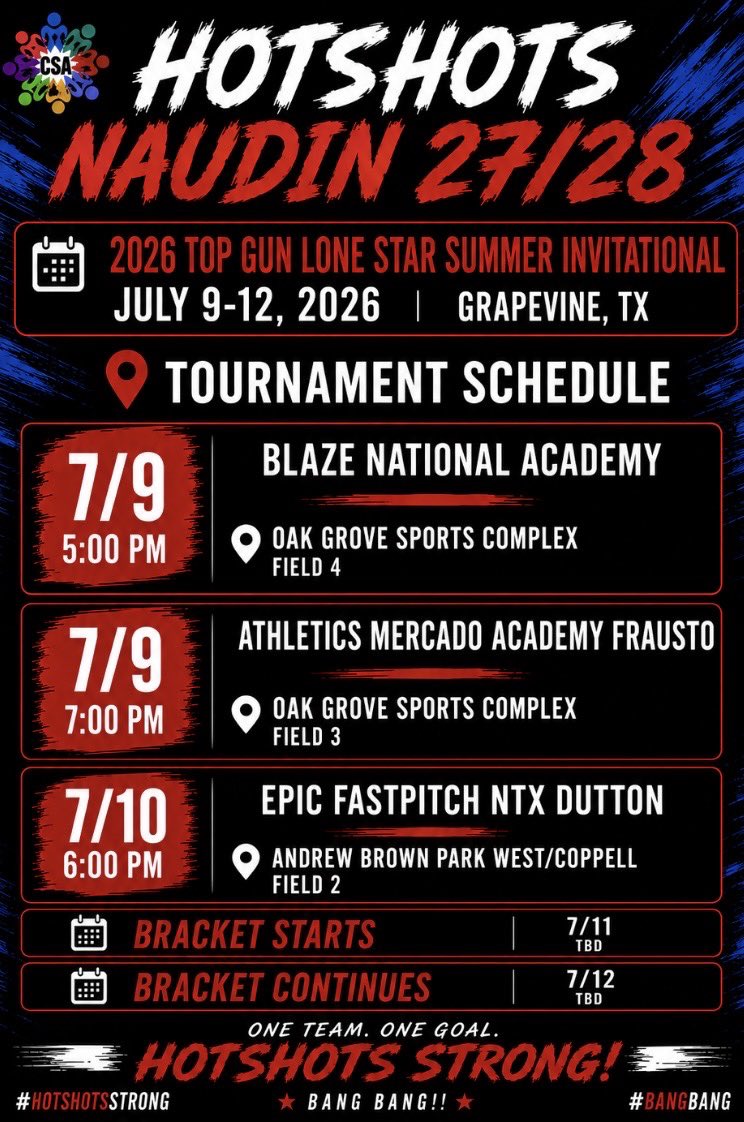 tarynbeacom's tweet photo. Come check us out at the Lonestar Summer Invite. 
@HotshotsNaudin  
@ednaudin  
@hotshotsnation  
@sydney_lewis8
@AustinCSA
@ClarkLeta47981

#HotshotsNation #HotshotsNaudin 
#BangBang!! #uncommitted 
#BrickByBrick https://t.co/eGWsIHneco