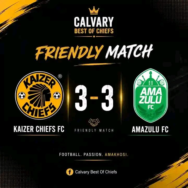 MrksPSLClub's tweet photo. 🚨Apparently Da cruz first friendly game ended in 3-3 draw against Amazulu

Kaizer Chiefs played a friendly match with AmaZulu FC and the results were 3 - 3 draw.

It was our very 1st practice match since the coach arrived and looking forward to play more. 

THE SCORERS ARE NOT KNOWN YET.