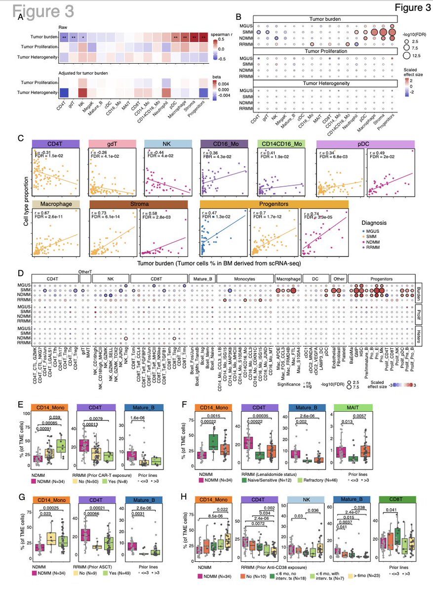 Myeloma_Doc's tweet photo. Bonus #Myeloma Paper of the Day from our team @MDAndersonnews: Single cell analysis of tumor microenvironment landscape across myeloma disease spectrum finds 5 reproducible TME ecotypes that have prognostic significance and may help guide therapy: https://t.co/YwDJtZ7F85. #mmsm https://t.co/IXIQmaM8jM