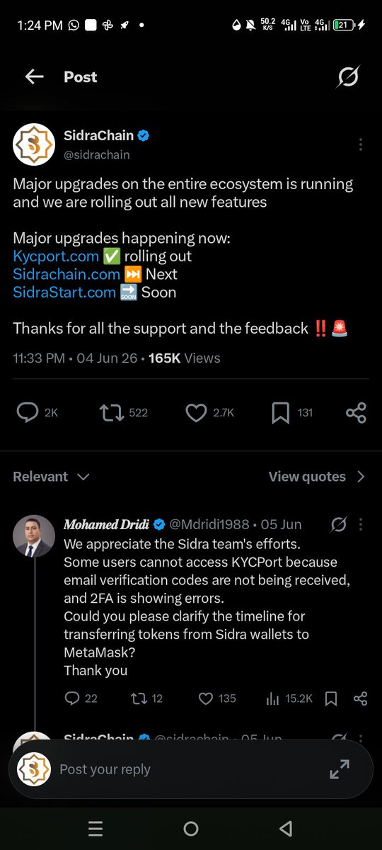 Ahlulfikhrah's tweet photo. Dear sidra CORE TEAM..we really appreciate your efforts and tirelessly praying for your successful completion of the upgrade

But the most important thing that will enhance the ecosystem is HALVING... claiming 2 daily ST is what couse some people are taken SDA as valueless token. https://t.co/NYlRaal4Yf