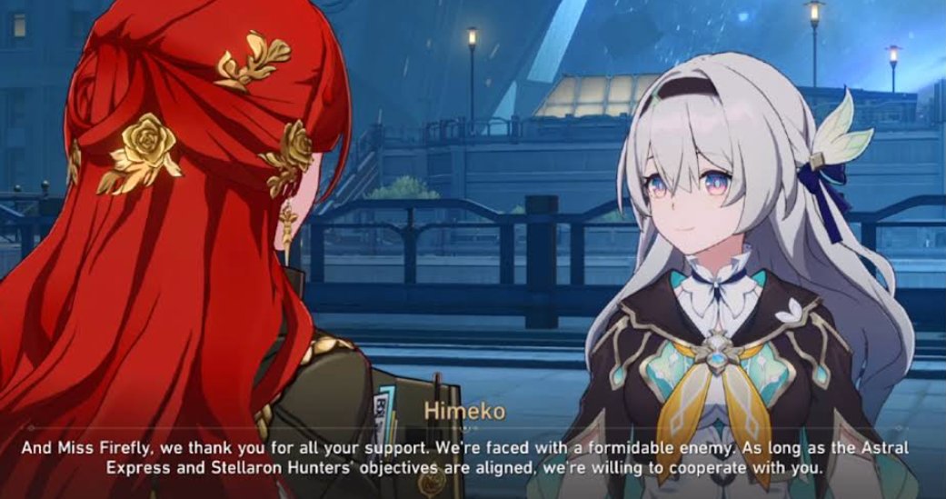 Kaosi1's tweet photo. I remember when people were upset that Himeko was so soft towards Firefly in 2.2, and meanwhile I like to think her story was hitting very close to home https://t.co/bVU8cAKggy