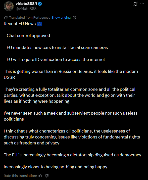 OtakuEspiritu's tweet photo. Running to the EU is pointless for people in the UK because they are trying to push it down the same path it seems. https://t.co/RNhQR2mQiG